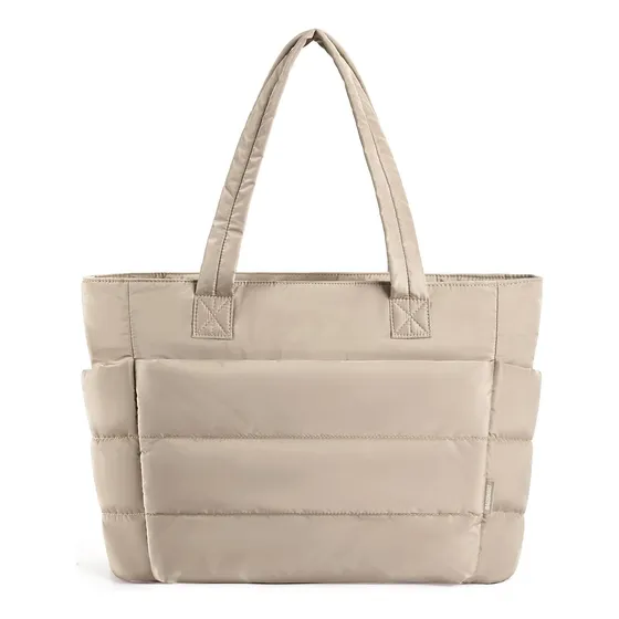 Bolso Tote Gris Marrón, Bolsa Acolchada Para Mujer