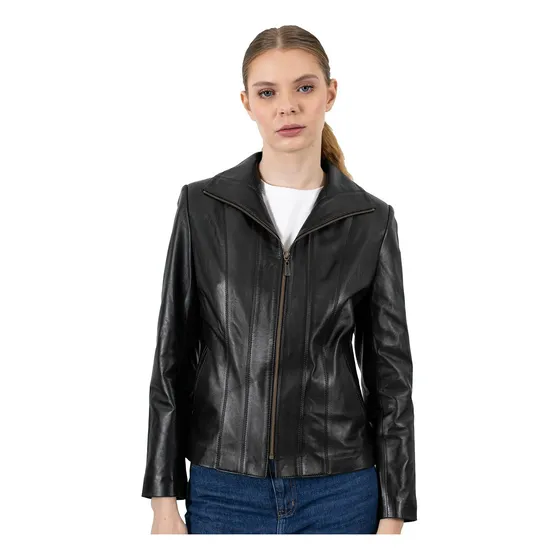 Campera Cuero Mujer Briganti Tapado Liso Chaqueta Abrigo