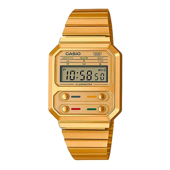 Reloj Mujer Casio A100weg-9a Dorado Digital