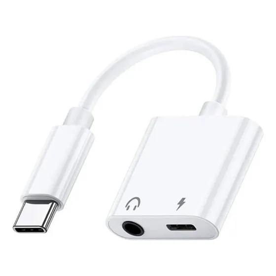 Cable Adaptador Tipo C Doble Salida Tipo C - Auxiliar 3.5 Mm