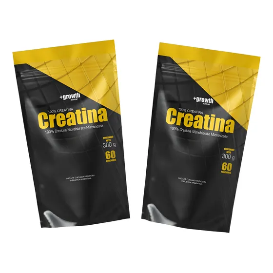 2 Creatinas Monohidrato +growth De 300g (600 Gr Total) Polvo