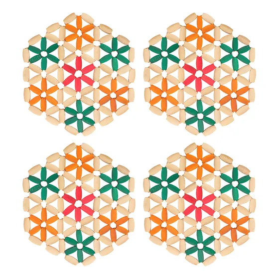 Posa Pava - Apoya Fuente De Bamboo Cocina Deco Pack X 4