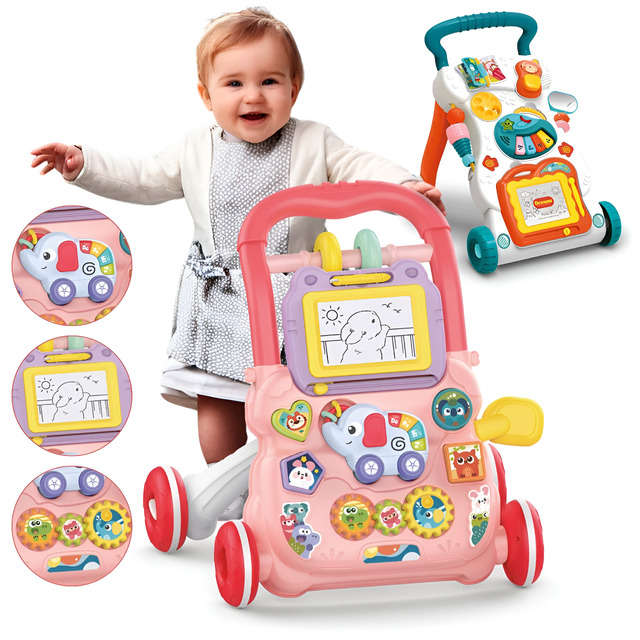 Andador Empurrar Bebê Infantil Musical Brinquedo Educativo Rosa