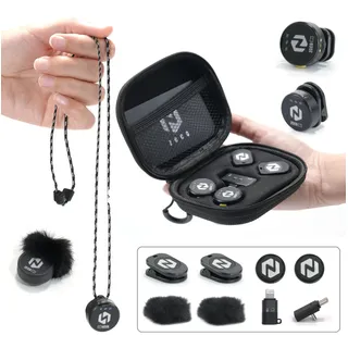 Microfone Lapela Magnética Duplo Anti-ruído Typec Zcco M9neo Preto