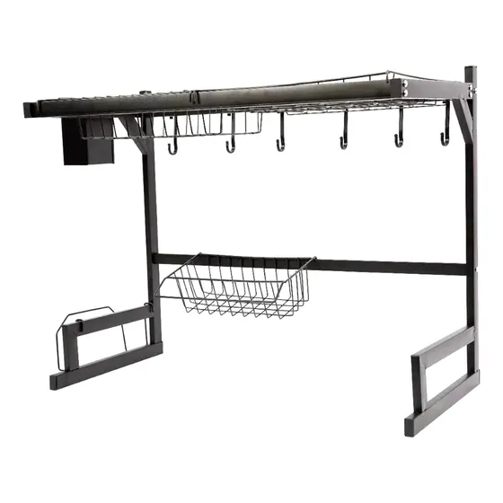 Escurridor Seca Platos Rack Dakota Bacha Acero 2 Niveles Negro Mate