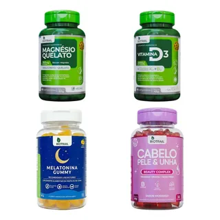 Kit Magnésio + Vitamina D3 + Melatonina + Beauty Complex Maracujá, Morango, Tutti-frutti