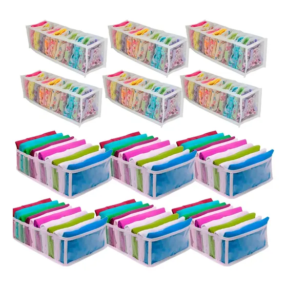 Kit 12 Colmeia organizadora de gavetas 6p +6g para camisetas, calcinhas, cuecas, meias cor branco - Organizalux