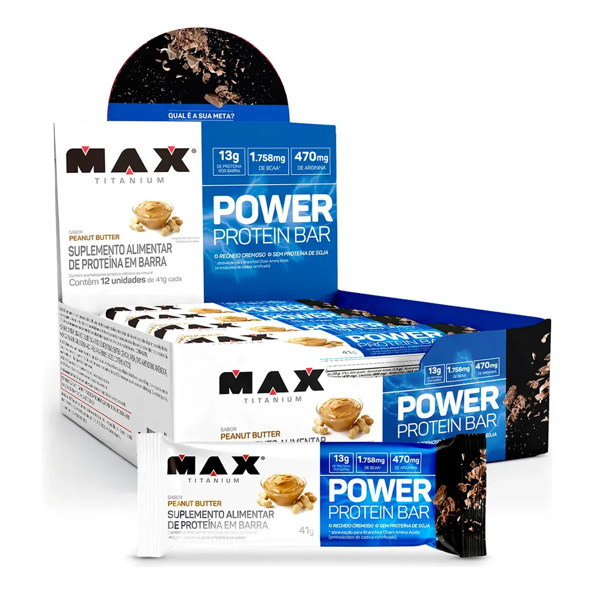 Power Protein Bar 41g Display Com 12 Unid Max Titanium Sabor Milk caramel