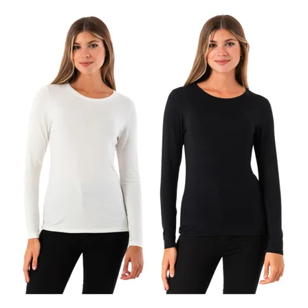 Pack 4 Camisetas Manga Larga Bambú Mujer Primera Capa