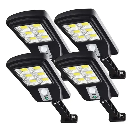 Pack 4 Foco Solar Led Exterior Con Sensor De Movimiento Ip65 Negro Blanco Frío Movillano | Cuotas sin interés