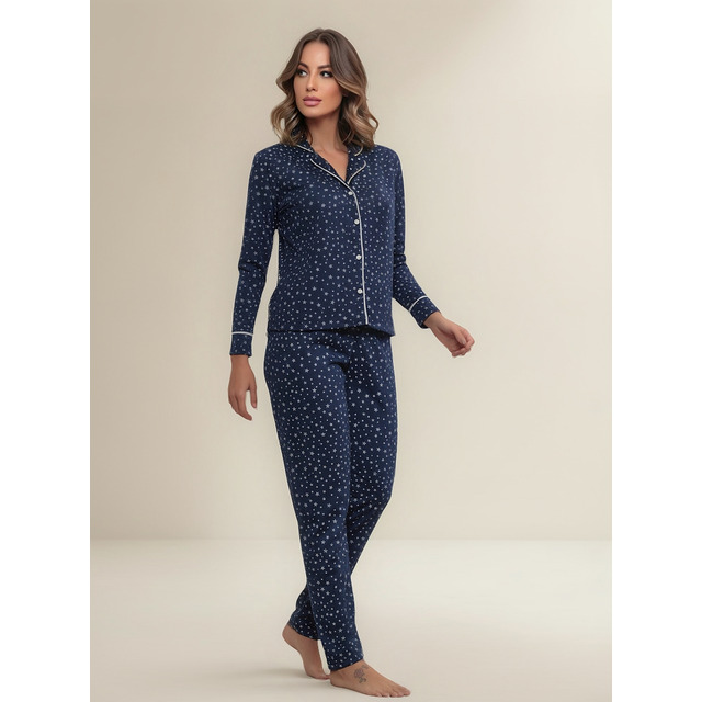 Pijama Americano Feminino Longo Pijama De Frio Com Botões Pijama Americano Feminino Longo Pijama De Frio Com Botões