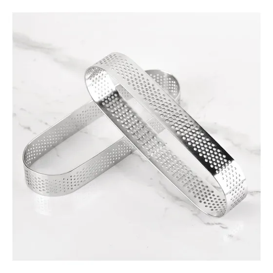 Molde Aro Perforado Ovalado Acero Inox Tartaletas (3und)