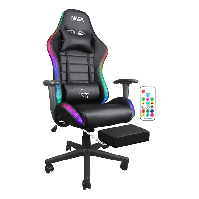 Silla De Escritorio Nasa Pro Gamer Ergonómica Con Luces Led Color Negro Material del tapizado Cuero sintético Galaxia