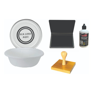 Kit Carimbo 8x8cm + Almofada + Tinta P/ Plastico E Isopor Kit Carimbo 8x8cm + Almofada + Tinta P/ Plastico E Isopor