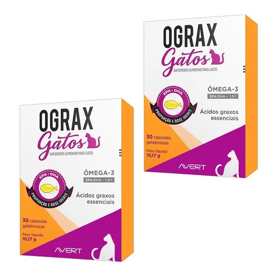 Combo 02un Ograx Gatos 30 Cápsulas 10,17g - Avert