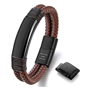 Murtoo Pulsera Para Hombre De Cuero Y Acero, Pulseras Trenza Murtoo Pulsera Para Hombre De Cuero Y Acero, Pulseras Trenza