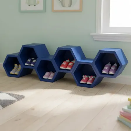 Sapateira Colmeia Infantil 6 Casulos Azul