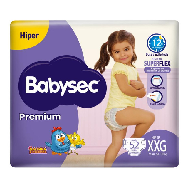 Fraldas Descartáveis Premium Galinha Pintadinha Tamanho Xxg Com 52 Unidades 13kg Babysec Fraldas Descartáveis Premium Galinha Pintadinha Tamanho Xxg Com 52 Unidades 13kg Babysec