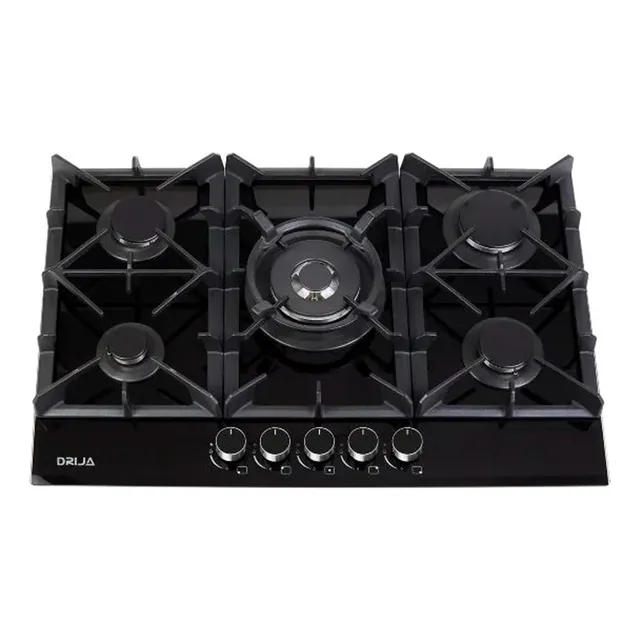 Tope A Gas 76 Cm Drija C/perillas Vitroceramica Negro 