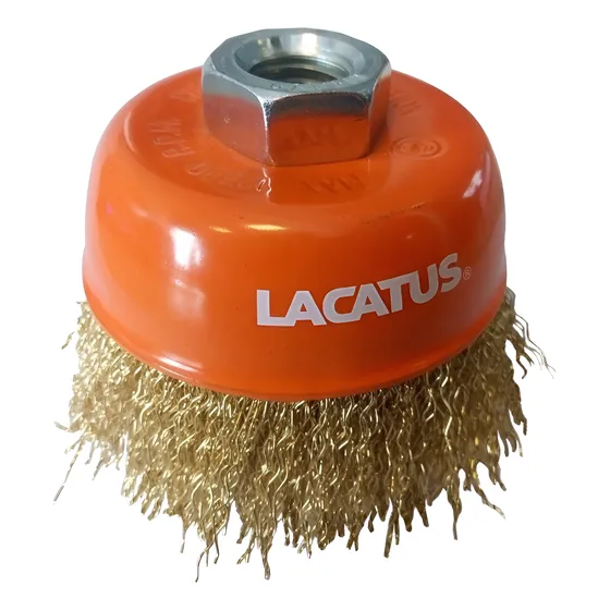 Cepillo Copa 75mm Alambre Ondulado Lacatus Para Amoladora