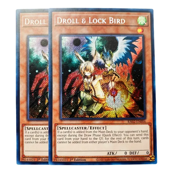 Set 2 Droll & Lock Bird Secret Rare Yugioh!