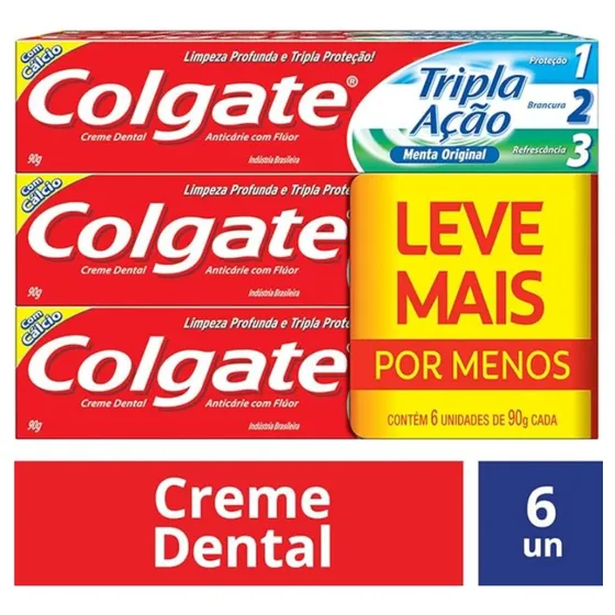 Creme Dental Colgate Tripla Ação Menta 540g 6x90gr