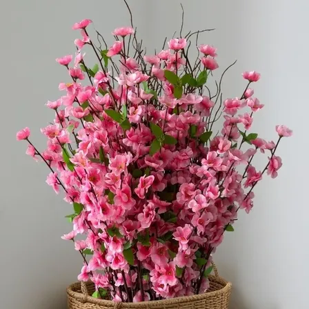 10 Hastes De Cerejeira Decoração Arranjo Flor Artificial Cor Rosa
