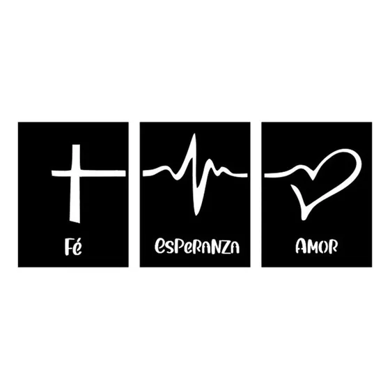 Cuadro Frase Fé Esperanza Amor Pared Set X 3 Unds Mdf De 6mm