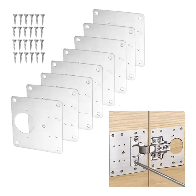 Placas De Reparacion De Bisagras Y Puertas X10 + Tornillos