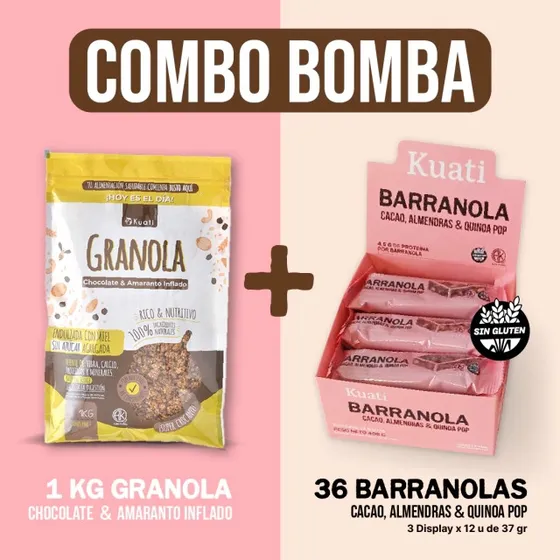 Granola + 3 Barranolas Cacao Almendras Quinoa Combo Kuati