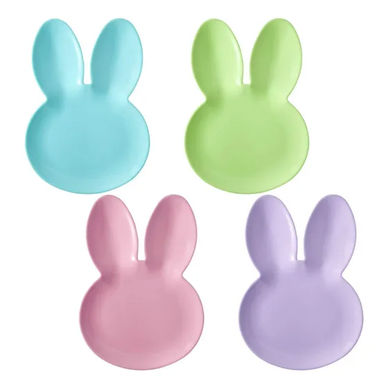 Plato De Servir Melamina 10puLG 4 Piezas (conejo De Pascua)