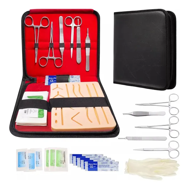 Kit De Sutura Completo Simulador De Pele + Case