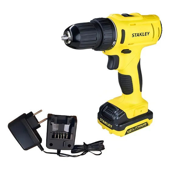 Furadeira e Parafusadeira a Bateria Stanley Modelo SCD121S1 com Gatilho Eletrônico 12V 127/220V