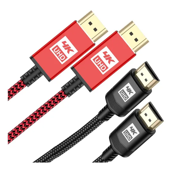 Cable Hdmi Pie Rojo Negro Gbps Nailon Trenzado Para Hdr