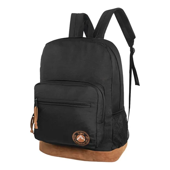 Mochila Portanotebook T-go Hombre Mujer Urbana 20 Litros Color negro con marrón Diseño de la tela Lisa