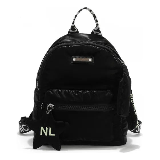 Mochila Dama Nicole Lee P17017 Black Color Negro Diseño De La Tela Lisa