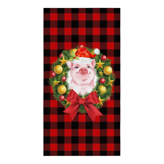 1 Paño Cocina Absorbente Para Xma Plaid Rojo Negro 18 X28 