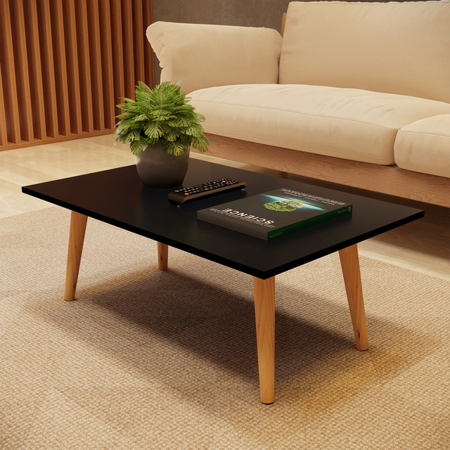 Mesa De Centro Retangular Inaugura Móveis Apoio Sala Classic Pés Em Madeira Cor Preto Mesa De Centro Retangular Inaugura Móveis Apoio Sala Classic Pés Em Madeira Cor Preto