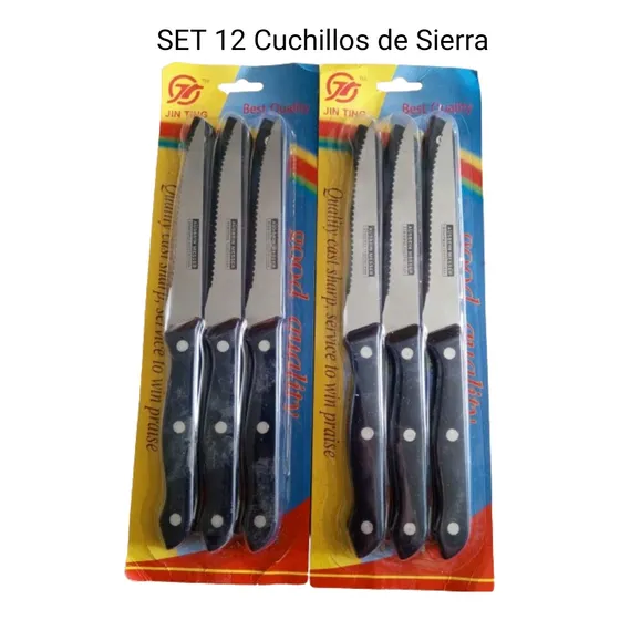 Cuchillos Sierra Acero Inoxidable, Set 12 Unidades .