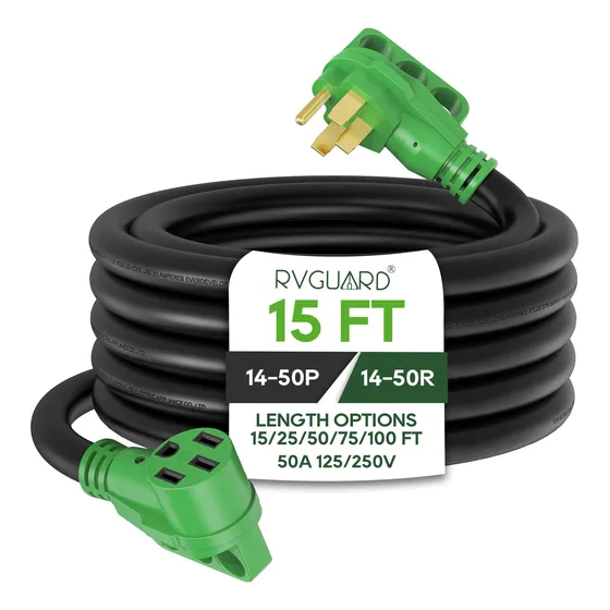 Cable De Extensión Para Rv/ev De 50 Amperios Y 15 Pies De