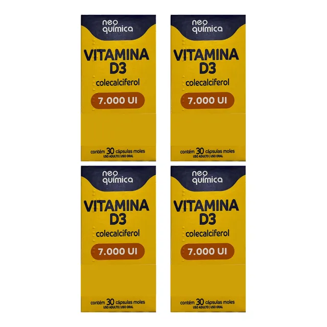 Kit 4x Vitamina D3 7.000 Ui 30 Cápsulas