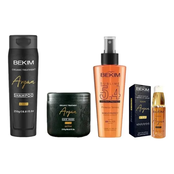 Bekim Kit Argan Shampoo, Mascaras,protector Y Serum 30ml