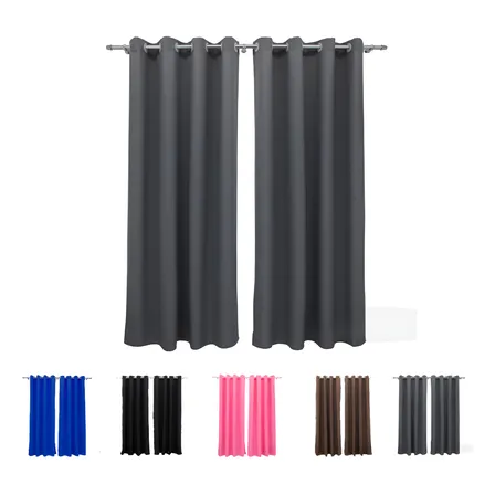 Cortina Oxford Ilhós Para Sala E Quarto 3,00m X 1,70m Cinza-escuro Cozzilar