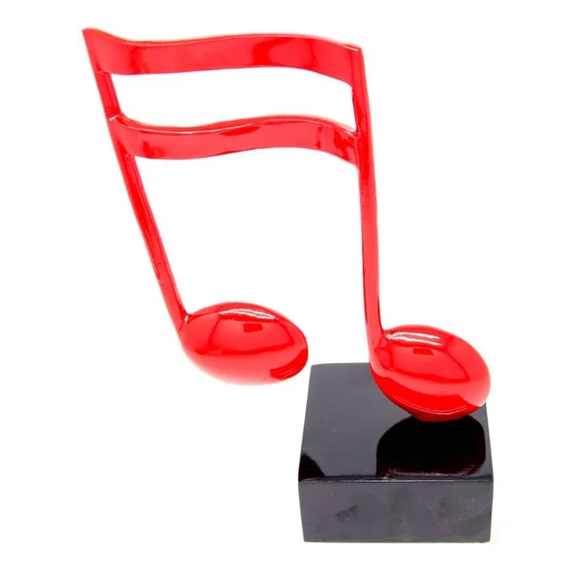 Escultura Resina Vermelha Nota Musical Semi Colcheia União