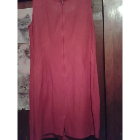Vestido De Lino Sin Mangas  Rojo Corto 