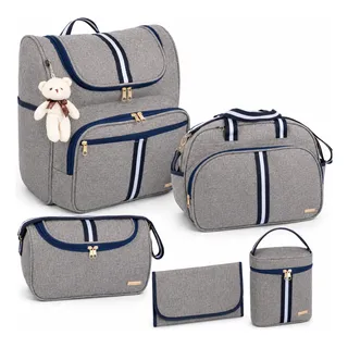 Kit Bolsa Maternidade 5 Peças Com Mochila 2 Em 1 Amor