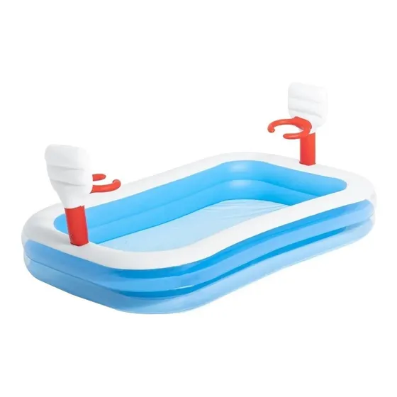 Pileta inflable rectangular Bestway Infantil 54122 Basquet de 2.54m x 1.68m x 1.02m 636L azul y blanca caja
