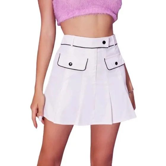Falda Blanca Plisada Corta