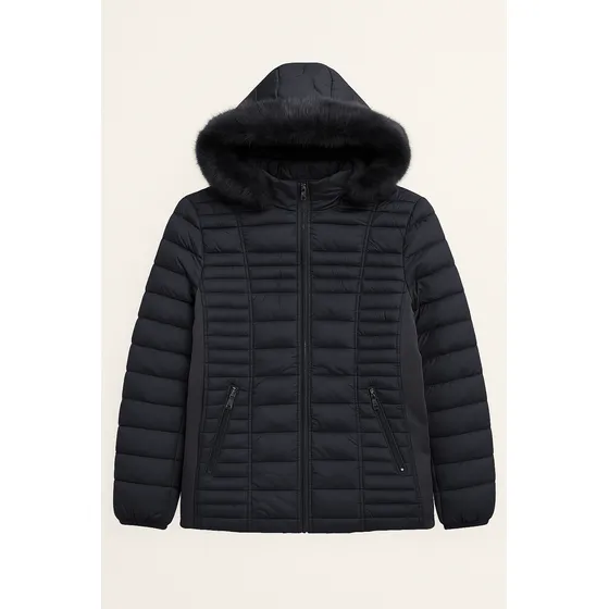 Campera Mujer Abrigada Con Piel Y Capucha Impermeable 