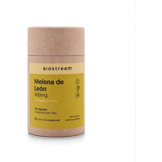 Melena De Leon Suplemento Vegano 400mg 120 Capsulas Ayuda a la Memoria Biostream